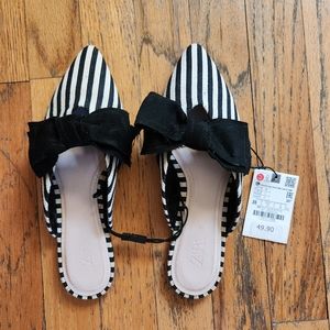 NWT Zara Canvas striped flats